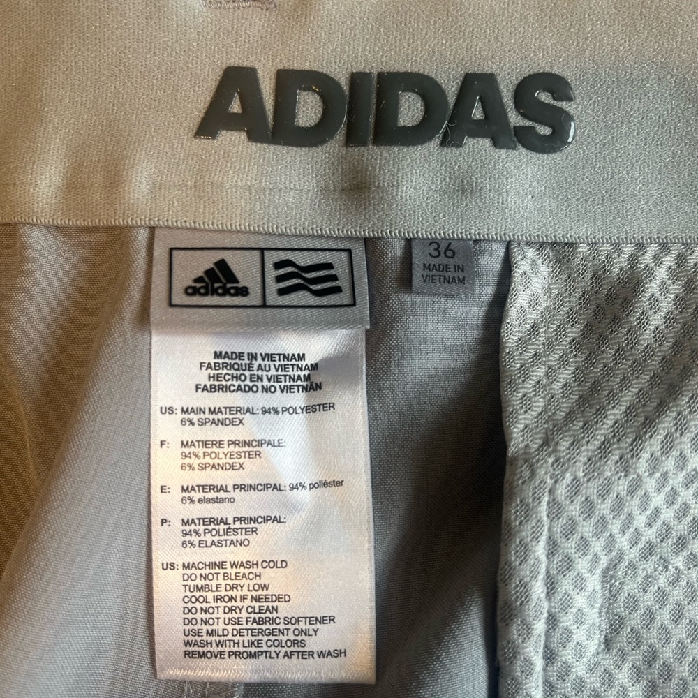 Adidas Men's Taupe Flat Front Shorts - Picture 6 of 6